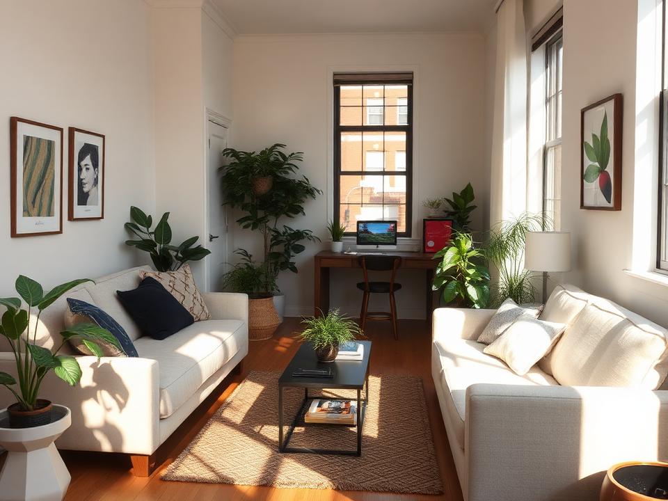 A bright apartment living room
